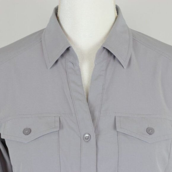 Exofficio Women's Small Gray Quick Dry Long Sleeve Button Up Shirt - Picture 2 of 9